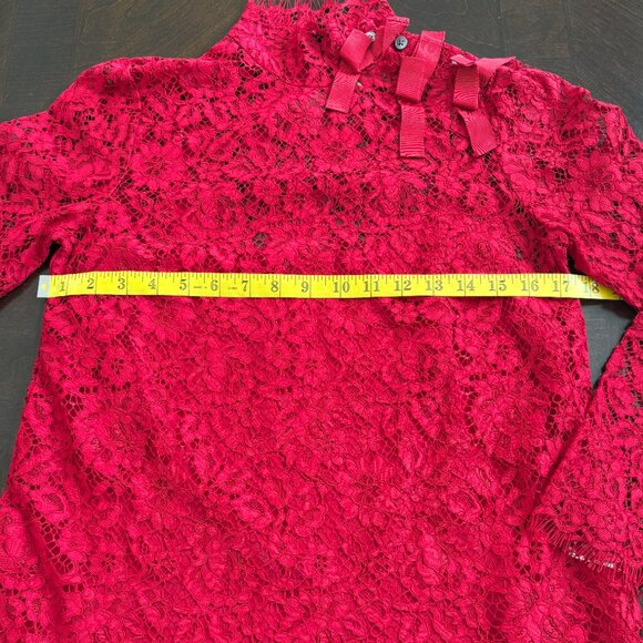 J. Crew Mockneck Floral Red Lace Top Sz 2 Preppy Holiday Party NWT - Picture 6 of 8